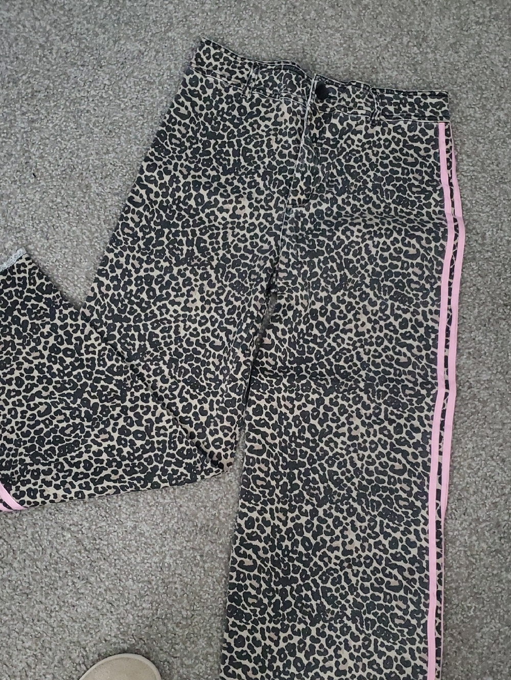BiBi Leopard Print Pants with Pink Side Stripes